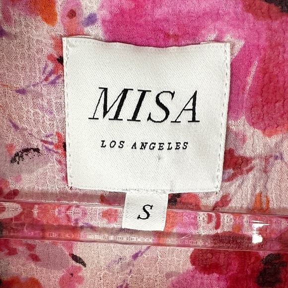 MISA Los Angeles Aurelie Pink Floral Midi Dress Sleeveless Gardenia Size S Boho - Picture 5 of 15